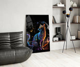 Moon Cat Glass Wall Art || Designer's Collection