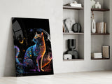 Moon Cat Glass Wall Art || Designer's Collection