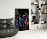 Moon Cat Glass Wall Art || Designer's Collection