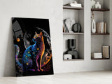 Moon Cat Glass Wall Art || Designer's Collection