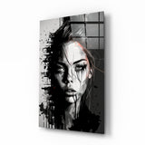 Scribbled Beauty Glass Wall Art  || Designer Collection