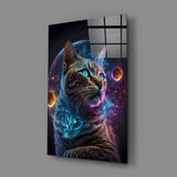 Moon Cat Glass Wall Art || Designer's Collection