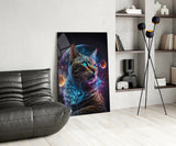 Moon Cat Glass Wall Art || Designer's Collection