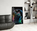 Moon Cat Glass Wall Art || Designer's Collection