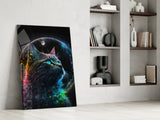 Moon Cat Glass Wall Art || Designer's Collection