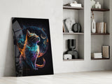 Moon Cat Glass Wall Art || Designer's Collection