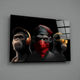 3 Wise Monkeys Glass Wall Art || Designer's Collection