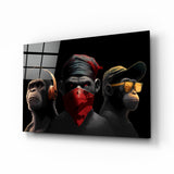 3 Wise Monkeys Glass Wall Art || Designer's Collection