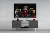 3 Wise Monkeys Glass Wall Art || Designer's Collection