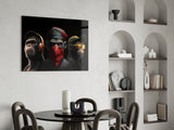 3 Wise Monkeys Glass Wall Art || Designer's Collection