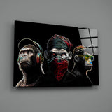 3 Wise Monkeys Glass Wall Art || Designer's Collection