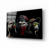 3 singes sages Impression sur verre