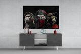 3 Wise Monkeys Glass Wall Art || Designer's Collection