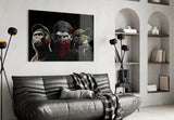 3 Wise Monkeys Glass Wall Art || Designer's Collection