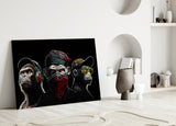 3 Wise Monkeys Glass Wall Art || Designer's Collection