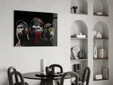 3 Wise Monkeys Glass Wall Art || Designer's Collection