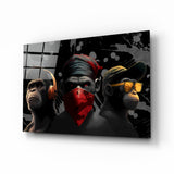 3 singes sages Impression sur verre