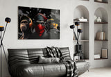 3 Wise Monkeys Glass Wall Art || Designer's Collection