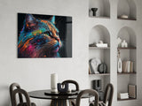 Colorful Cat Glass Wall Art || Designer's Collection