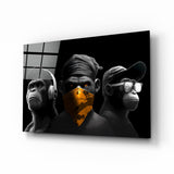 3 Wise Monkeys Glass Wall Art || Designers Collection