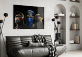 3 Wise Monkeys Glass Wall Art || Designers Collection