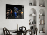 3 Wise Monkeys Glass Wall Art || Designers Collection