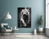 Tiger's Wrath Glass Wall Art || Designer's Collection