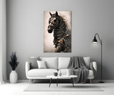 Warrior's Horse Glass Wall Art || Designer's Collection