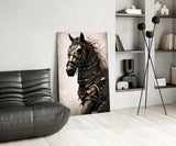 Warrior's Horse Glass Wall Art || Designer's Collection