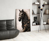 Warrior's Horse Glass Wall Art || Designer's Collection