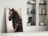 Warrior's Horse Glass Wall Art || Designer's Collection