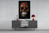 Flowery Skull Glass Wall Art || Designer's Collection