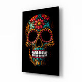 Flowery Skull Glass Wall Art || Designer's Collection