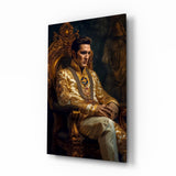 Elvis Presley in the Throne Glass Wall Art || Designer's Collection