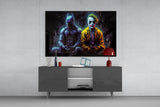 Batman and Joker Making Peace Glass Wall Art || Designer's Collection