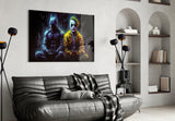 Batman and Joker Making Peace Glass Wall Art || Designer's Collection