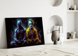 Batman and Joker Making Peace Glass Wall Art || Designer's Collection