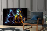 Batman and Joker Making Peace Glass Wall Art || Designer's Collection