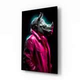 Rhino in Style Glass Wall Art || Designer's Collection