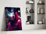 Rhino in Night Glass Wall Art || Designer's Collection