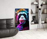 Monkey Kiss Glass Wall Art || Designer Collection