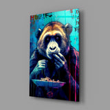 Hungry Monkey Glass Wall Art || Designer Collection