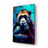 Hungry Monkey Glass Wall Art || Designer Collection