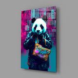 Shopper Panda Glass Wall Art || Designer Collection