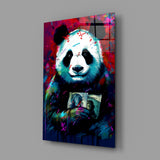 Bibliophile Panda Glass Wall Art || Designer Collection