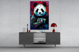 Bibliophile Panda Glass Wall Art || Designer Collection