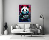 Bibliophile Panda Glass Wall Art || Designer Collection