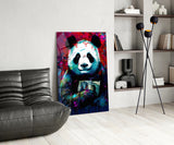 Bibliophile Panda Glass Wall Art || Designer Collection