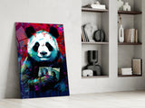 Bibliophile Panda Glass Wall Art || Designer Collection