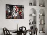 Marilyn in the Bar Glass Wall Art || Designer Collection